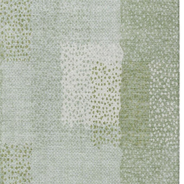 8 X 10 Sage Green Abstract Polyester Area Rug Washable for Indoor Outdoor Use