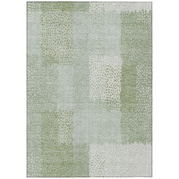HomeRoots 10 X 14 Sage Green Abstract Polyester Area Rug Washable for Patio and Living Room 745821