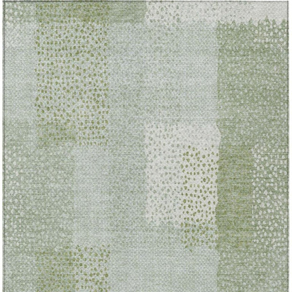 10 X 14 Sage Green Abstract Polyester Area Rug Washable for Patio and Living Room