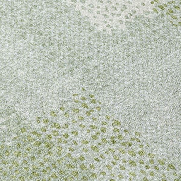 10 X 14 Sage Green Abstract Polyester Area Rug Washable for Patio and Living Room