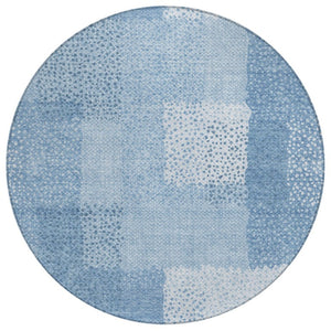 HomeRoots 8 Ft Round Abstract Polyester Area Rug Washable for Patio Porch Poolside or Family Room 745824