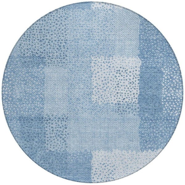 8 Ft Round Abstract Polyester Area Rug Washable for Patio Porch Poolside or Family Room