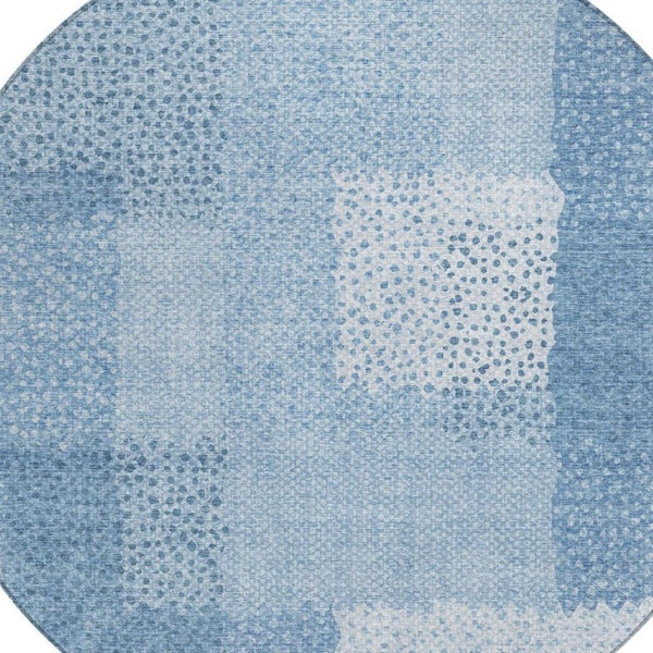 8 Ft Round Abstract Polyester Area Rug Washable for Patio Porch Poolside or Family Room