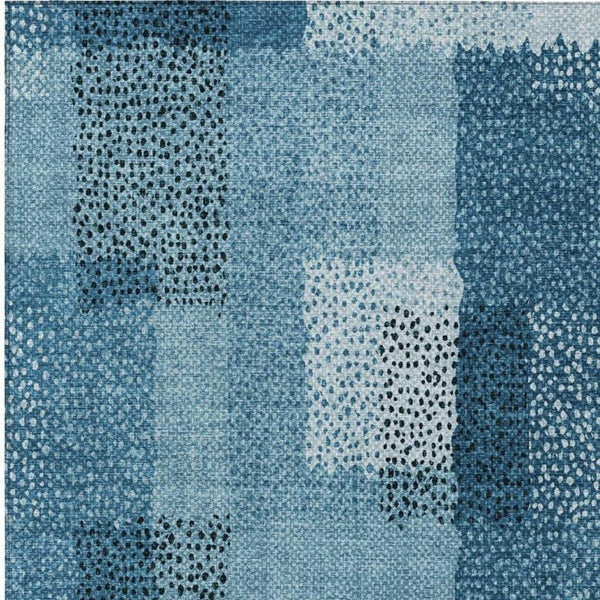 5 X 8 Teal Abstract Polyester Area Rug Washable Stain Resistant Indoor Outdoor Use