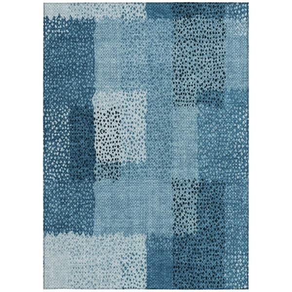 8x10 Abstract Teal Polyester Area Rug Washable Stain Resistant for Patio or Living Room