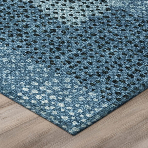 8x10 Abstract Teal Polyester Area Rug Washable Stain Resistant for Patio or Living Room