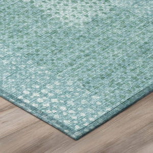 8 Ft Round Turquoise Abstract Polyester Area Rug Stain Resistant Indoor Outdoor