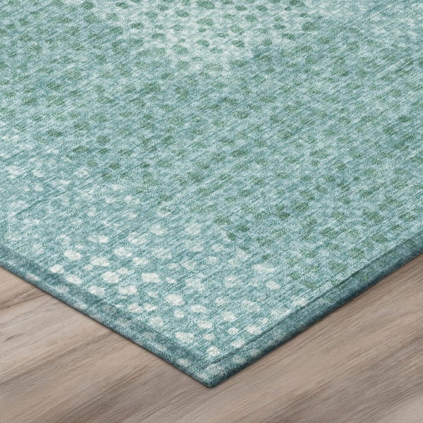 8 Ft Round Turquoise Abstract Polyester Area Rug Stain Resistant Indoor Outdoor