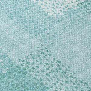 9 X 12 Turquoise Abstract Polyester Area Rug Washable for Patio Porch or Living Room