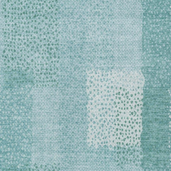9 X 12 Turquoise Abstract Polyester Area Rug Washable for Patio Porch or Living Room