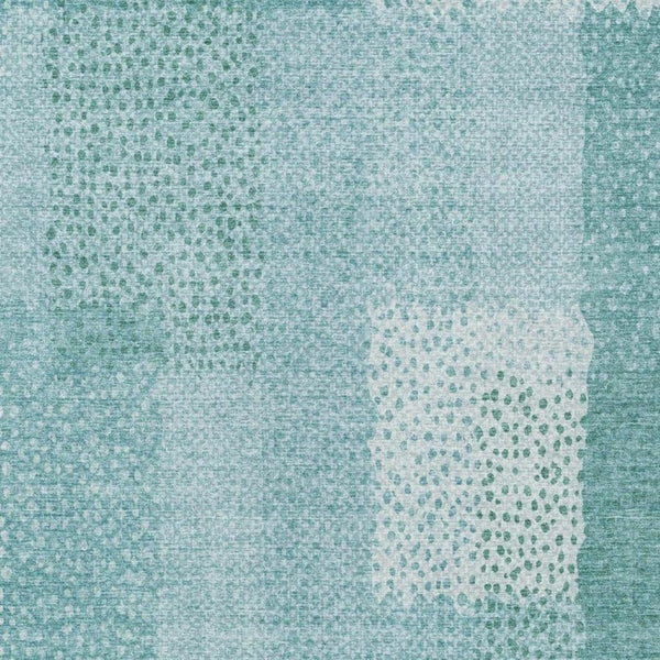 9 X 12 Turquoise Abstract Polyester Area Rug Washable for Patio Porch or Living Room