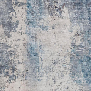 10 X 14 Blue Silver Abstract Polyester Area Rug Washable for Indoor Outdoor Use