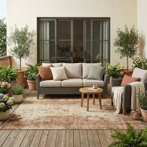 5x8 Copper Orange Abstract Polyester Area Rug Washable for Indoor Outdoor Use