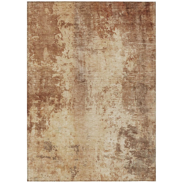 HomeRoots 5x8 Copper Orange Abstract Polyester Area Rug Washable for Indoor Outdoor Use 745853