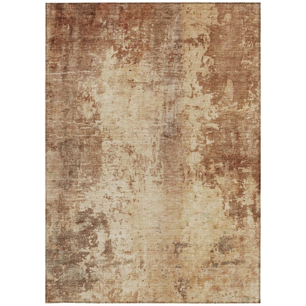 5x8 Copper Orange Abstract Polyester Area Rug Washable for Indoor Outdoor Use