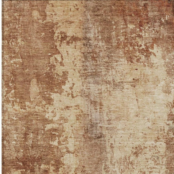5x8 Copper Orange Abstract Polyester Area Rug Washable for Indoor Outdoor Use