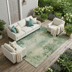 8 X 10 Abstract Washable Polyester Area Rug for Indoor Outdoor Living Spaces
