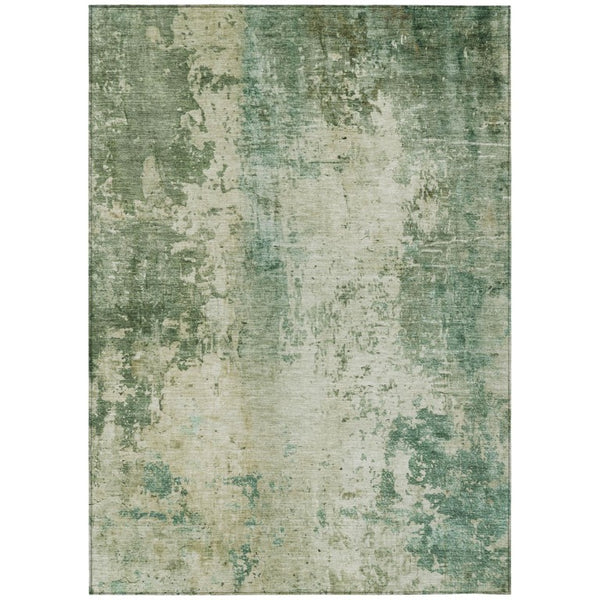 HomeRoots 10 X 14 Abstract Green Sage Washable Polyester Rug for Indoor Outdoor Living 745863