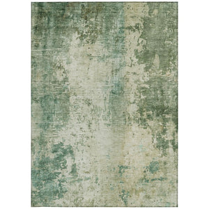10 X 14 Abstract Green Sage Washable Polyester Rug for Indoor Outdoor Living
