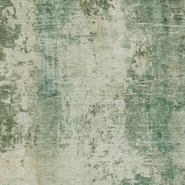 10 X 14 Abstract Green Sage Washable Polyester Rug for Indoor Outdoor Living