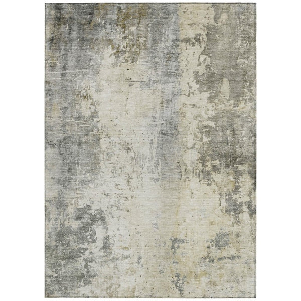 8 X 10 Pewter Gray Abstract Polyester Area Rug Stain Resistant Indoor Outdoor