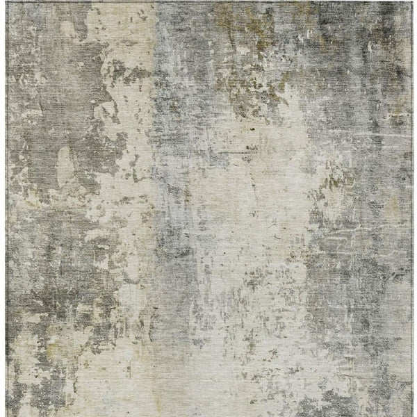 8 X 10 Pewter Gray Abstract Polyester Area Rug Stain Resistant Indoor Outdoor