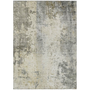 HomeRoots 10 X 14 Abstract Pewter Gray Polyester Area Rug Washable for Patio or Living Room 745875