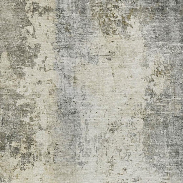10 X 14 Abstract Pewter Gray Polyester Area Rug Washable for Patio or Living Room