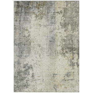 10 X 14 Abstract Pewter Gray Polyester Area Rug Washable for Patio or Living Room
