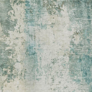 8 Ft X 10 Ft Teal Silver Abstract Polyester Washable Rug for Patio or Living Room