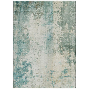 10 X 14 Teal Silver Abstract Polyester Area Rug Stain Resistant Indoor Outdoor