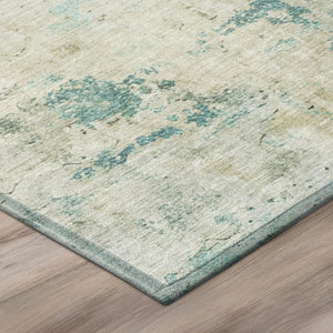 10 X 14 Teal Silver Abstract Polyester Area Rug Stain Resistant Indoor Outdoor