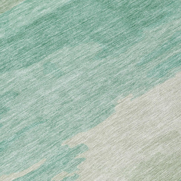5 X 8 Abstract Aqua Teal Polyester Area Rug for Indoor Outdoor Spaces