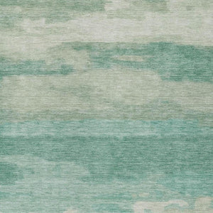 8 X 10 Aqua Teal Abstract Polyester Area Rug Washable for Indoor Outdoor Spaces
