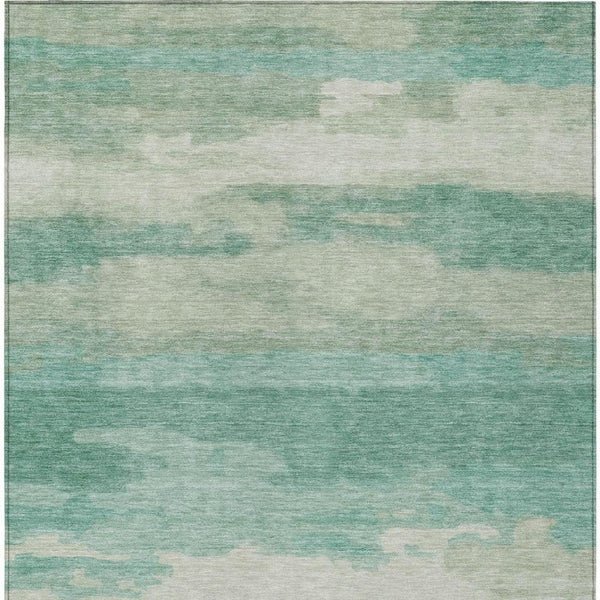 9 X 12 Abstract Aqua Teal Polyester Area Rug Washable for Patio or Living Room