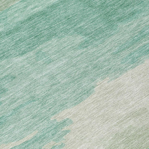 10 X 14 Abstract Teal Polyester Area Rug Washable Stain Resistant Indoor Outdoor