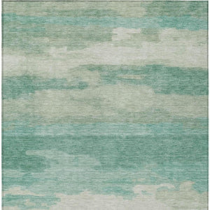 10 X 14 Abstract Teal Polyester Area Rug Washable Stain Resistant Indoor Outdoor
