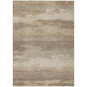 HomeRoots 5x8 Beige Brown Abstract Polyester Area Rug Stain Resistant for Indoor Outdoor Use 745889