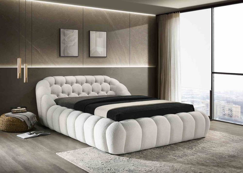 English Elm Eye-catching Gray Chenille Queen Platform Bed Tufted Headboard Modern Bedroom B2741S00822