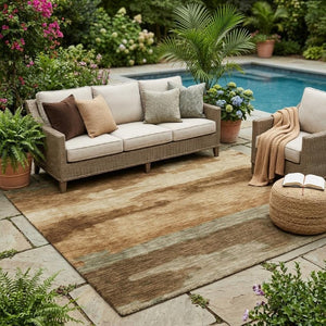 5x8 Abstract Copper Orange Polyester Washable Rug for Indoor Outdoor Living Spaces