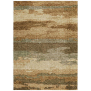 5x8 Abstract Copper Orange Polyester Washable Rug for Indoor Outdoor Living Spaces