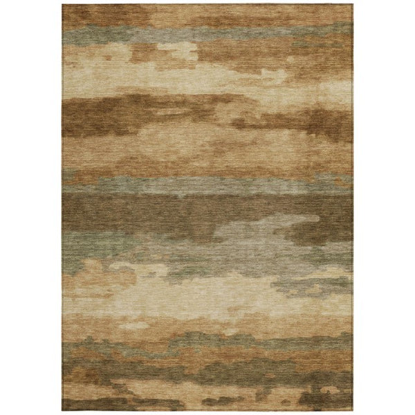 5x8 Abstract Copper Orange Polyester Washable Rug for Indoor Outdoor Living Spaces