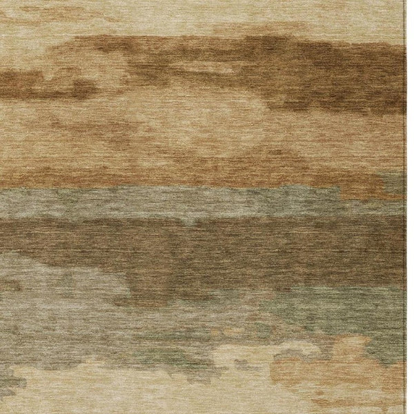 8 X 10 Abstract Copper Orange Polyester Area Rug Washable for Patio or Living Room