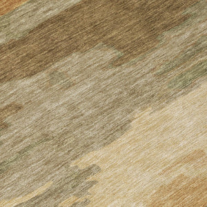 9 X 12 Copper Orange Abstract Polyester Washable Rug for Indoor Outdoor Spaces