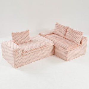 English Elm Pink Turtle Velvet Convertible Sofa: Plush, Stylish Twin-Seat With Chaise Lounge For Ultimate Comfort W3371S00028-GIGA