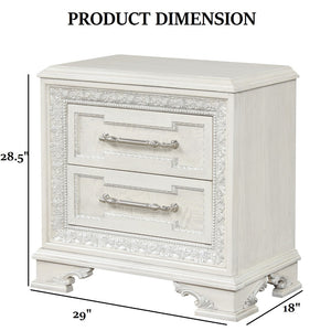 English Elm Traditional French Inspired Nightstand with Usb Charging Dovetail Drawers Creamy Finish B2741P435893