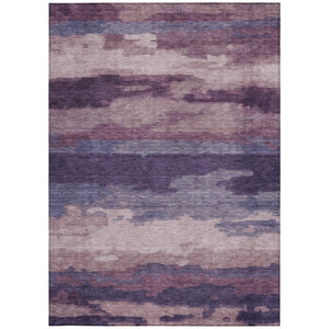 5x8 Abstract Indoor Outdoor Rug Stain Resistant Polyester Eggplant Purple Washable