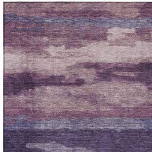 5x8 Abstract Indoor Outdoor Rug Stain Resistant Polyester Eggplant Purple Washable