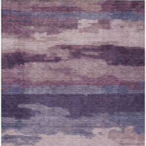 5x8 Abstract Indoor Outdoor Rug Stain Resistant Polyester Eggplant Purple Washable