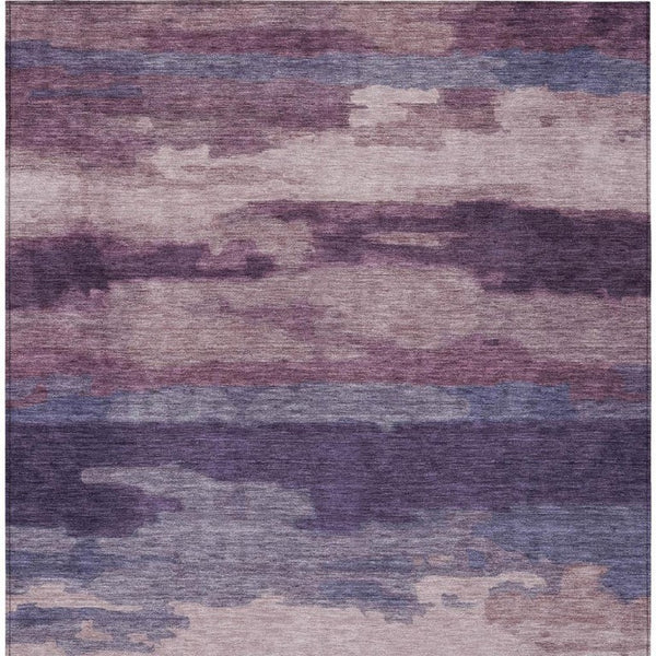 5x8 Abstract Indoor Outdoor Rug Stain Resistant Polyester Eggplant Purple Washable